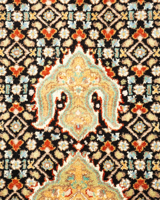 Traditional Mogul Black Wool Area Rug 4' 7" x 7' 4" - Solo Rugs