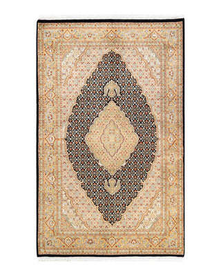 Traditional Mogul Black Wool Area Rug 4' 7" x 7' 4" - Solo Rugs
