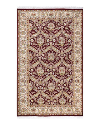 Traditional Mogul Red Wool Area Rug 4' 8" x 7' 7" - Solo Rugs