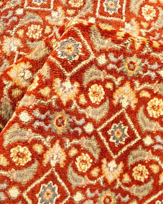 Traditional Mogul Orange Wool Area Rug 5' 8" x 8' 5" - Solo Rugs
