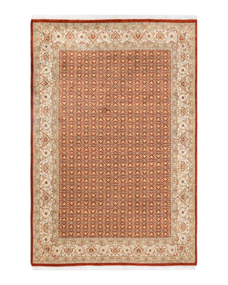 Traditional Mogul Orange Wool Area Rug 5' 8" x 8' 5" - Solo Rugs