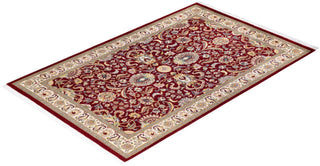 Traditional Mogul Red Wool Area Rug 4' 2" x 6' 7" - Solo Rugs