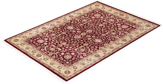 Traditional Mogul Red Wool Area Rug 4' 1" x 6' 1" - Solo Rugs