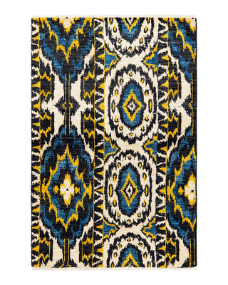 Contemporary Modern Black Wool Area Rug 4' 0" x 6' 2" - Solo Rugs