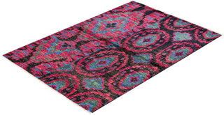 Contemporary Modern Purple Wool Area Rug 4' 1" x 5' 9" - Solo Rugs