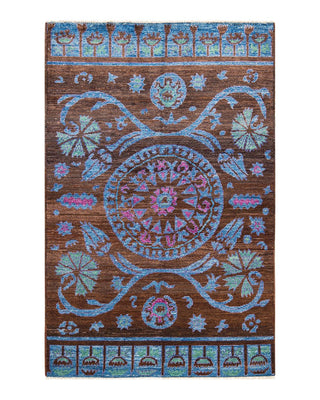 Contemporary Modern Brown Wool Area Rug 5' 3" x 8' 0" - Solo Rugs