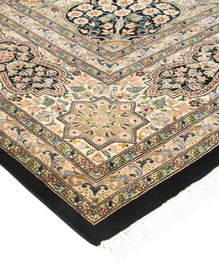 Traditional Mogul Black Wool Area Rug 8' 2" x 10' 6" - Solo Rugs