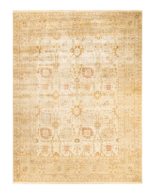 Contemporary Eclectic Ivory Wool Area Rug 8' 10" x 11' 10" - Solo Rugs