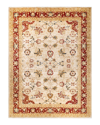 Contemporary Eclectic Ivory Wool Area Rug 9' 0" x 12' 0" - Solo Rugs