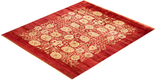 Contemporary Eclectic Orange Wool Area Rug 8' 1" x 10' 1" - Solo Rugs