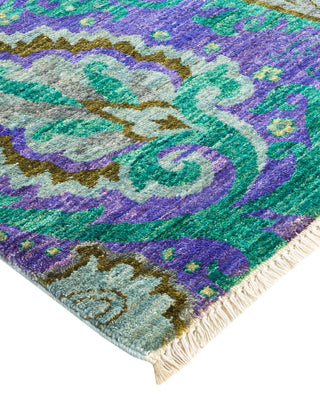 Contemporary Suzani Light Gray Wool Area Rug 11' 10" x 15' 3" - Solo Rugs