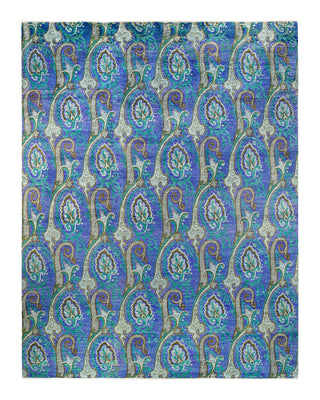 Contemporary Suzani Light Gray Wool Area Rug 11' 10" x 15' 3" - Solo Rugs
