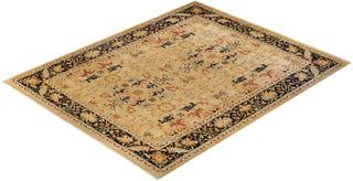 Traditional Mogul Green Wool Area Rug 9' 0" x 11' 10" - Solo Rugs