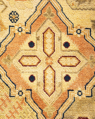 Contemporary Eclectic Green Wool Runner 5' 10" x 12' 1" - Solo Rugs