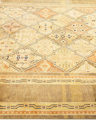 Contemporary Eclectic Green Wool Runner 5' 10" x 12' 1" - Solo Rugs