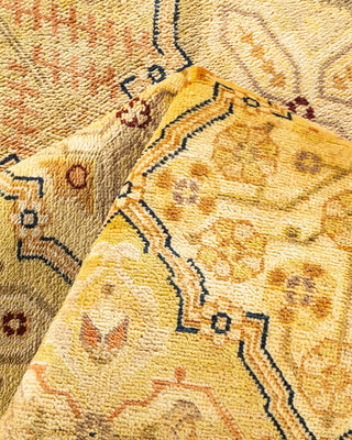 Contemporary Eclectic Green Wool Runner 5' 10" x 12' 1" - Solo Rugs