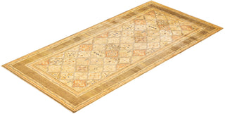 Contemporary Eclectic Green Wool Runner 5' 10" x 12' 1" - Solo Rugs