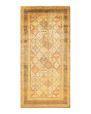 Contemporary Eclectic Green Wool Runner 5' 10" x 12' 1" - Solo Rugs