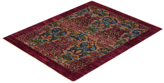 Contemporary Suzani Red Wool Area Rug 3' 3" x 4' 1" - Solo Rugs