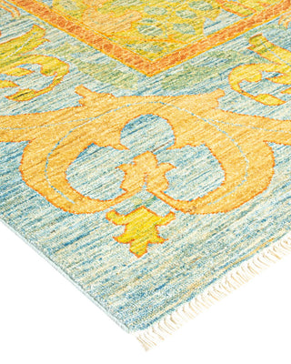 Contemporary Arts & Crafts Light Blue Wool Area Rug 9' 8" x 13' 8" - Solo Rugs