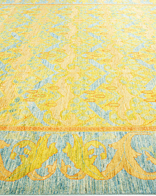 Contemporary Arts & Crafts Light Blue Wool Area Rug 9' 8" x 13' 8" - Solo Rugs