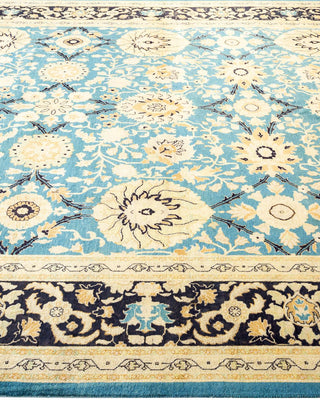 Contemporary Eclectic Light Blue Wool Area Rug 7' 10" x 10' 0" - Solo Rugs