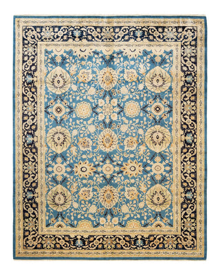 Contemporary Eclectic Light Blue Wool Area Rug 7' 10" x 10' 0" - Solo Rugs