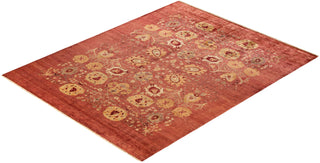 Contemporary Eclectic Pink Wool Area Rug 7' 10" x 9' 10" - Solo Rugs
