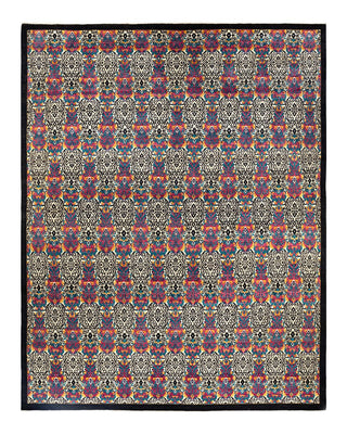 Contemporary Suzani Black Wool Area Rug 11' 10" x 15' 3" - Solo Rugs
