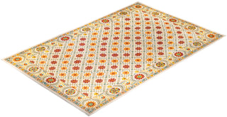 Contemporary Suzani Ivory Wool Area Rug 12' 5" x 19' 1" - Solo Rugs