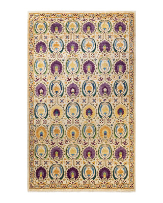 Contemporary Suzani Ivory Wool Area Rug 8' 2" x 13' 8" - Solo Rugs