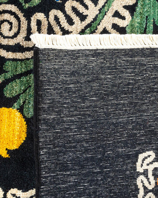 Contemporary Suzani Black Wool Area Rug 12' 0" x 15' 0" - Solo Rugs
