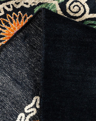 Contemporary Suzani Black Wool Area Rug 12' 0" x 15' 0" - Solo Rugs
