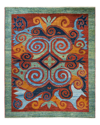 Contemporary Modern Orange Wool Area Rug 9' 2" x 11' 4" - Solo Rugs