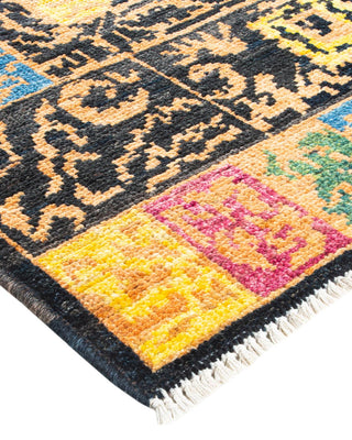 Bohemian Moroccan Black Wool Area Rug 4' 3" x 6' 6" - Solo Rugs