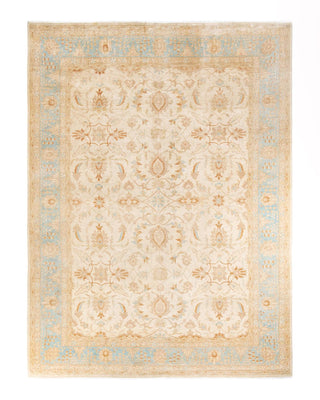 Contemporary Eclectic Ivory Wool Area Rug 9' 1" x 12' 2" - Solo Rugs