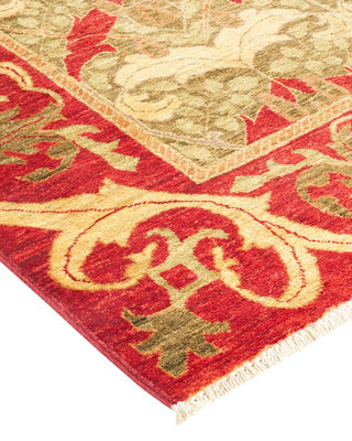 Contemporary Arts & Crafts Red Wool Area Rug 5' 10" x 9' 1" - Solo Rugs