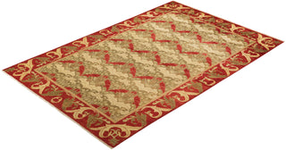 Contemporary Arts & Crafts Red Wool Area Rug 5' 10" x 9' 1" - Solo Rugs