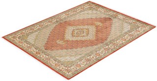 Traditional Mogul Pink Wool Area Rug 5' 8" x 8' 0" - Solo Rugs