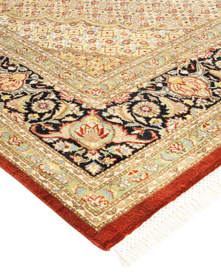 Traditional Mogul Orange Wool Area Rug 6' 6" x 10' 1" - Solo Rugs
