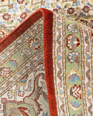 Traditional Mogul Orange Wool Area Rug 6' 8" x 9' 7" - Solo Rugs