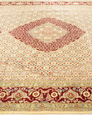 Traditional Mogul Ivory Wool Area Rug 6' 8" x 9' 9" - Solo Rugs