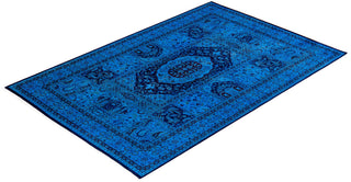 Contemporary Fine Vibrance Light Blue Wool Area Rug 6' 1" x 9' 3" - Solo Rugs