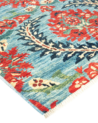 Contemporary Eclectic Light Blue Wool Area Rug 6' 3" x 9' 6" - Solo Rugs