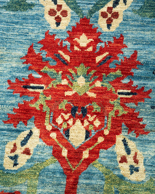 Contemporary Eclectic Light Blue Wool Area Rug 6' 3" x 9' 6" - Solo Rugs