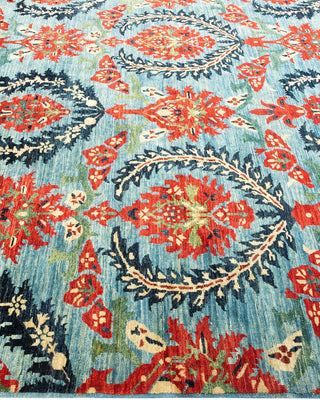 Contemporary Eclectic Light Blue Wool Area Rug 6' 3" x 9' 6" - Solo Rugs