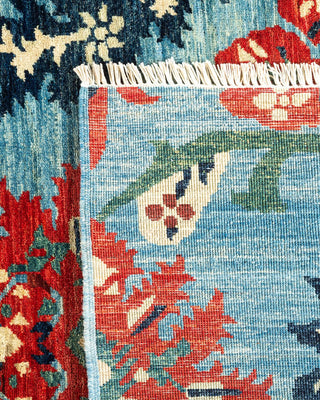Contemporary Eclectic Light Blue Wool Area Rug 6' 3" x 9' 6" - Solo Rugs