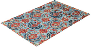 Contemporary Eclectic Light Blue Wool Area Rug 6' 3" x 9' 6" - Solo Rugs