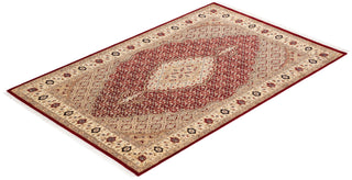 Traditional Mogul Red Wool Area Rug 4' 7" x 7' 2" - Solo Rugs