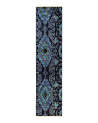 Contemporary Modern Blue Wool Runner 2' 7" x 10' 3" - Solo Rugs
